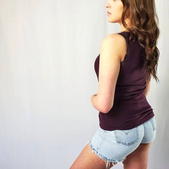 Loft Maroon Ribbed Tank Top - XS - Picture 6 of 7